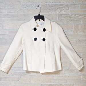 Pendleton Petite 100% Merino Wool Peacoat Jacket Ivory Cream Size S